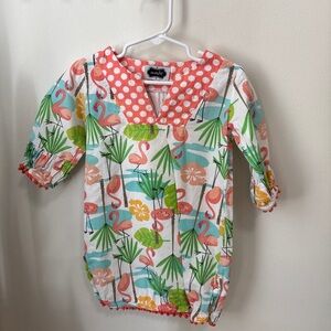 Mud Pie Girls Flamingo Print Swim Coverup in Coral, Green, Aqua, Yellow, White
